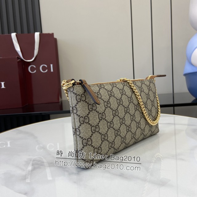 Gucci專櫃古馳最新款PVC配原廠牛皮鏈條包麻將包 jh1972型號：779791